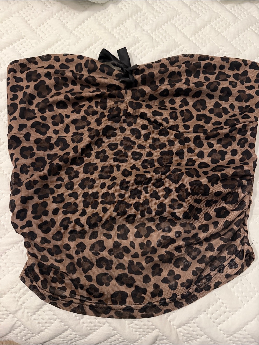 SHEIN Brown and Black Leopard Print Strapless Tank Top
